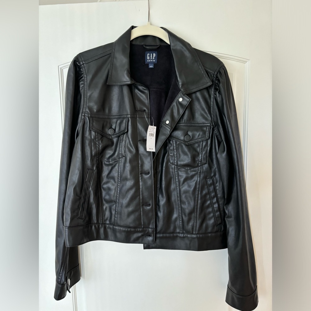 NWT Gap Vegan Leather black jacket